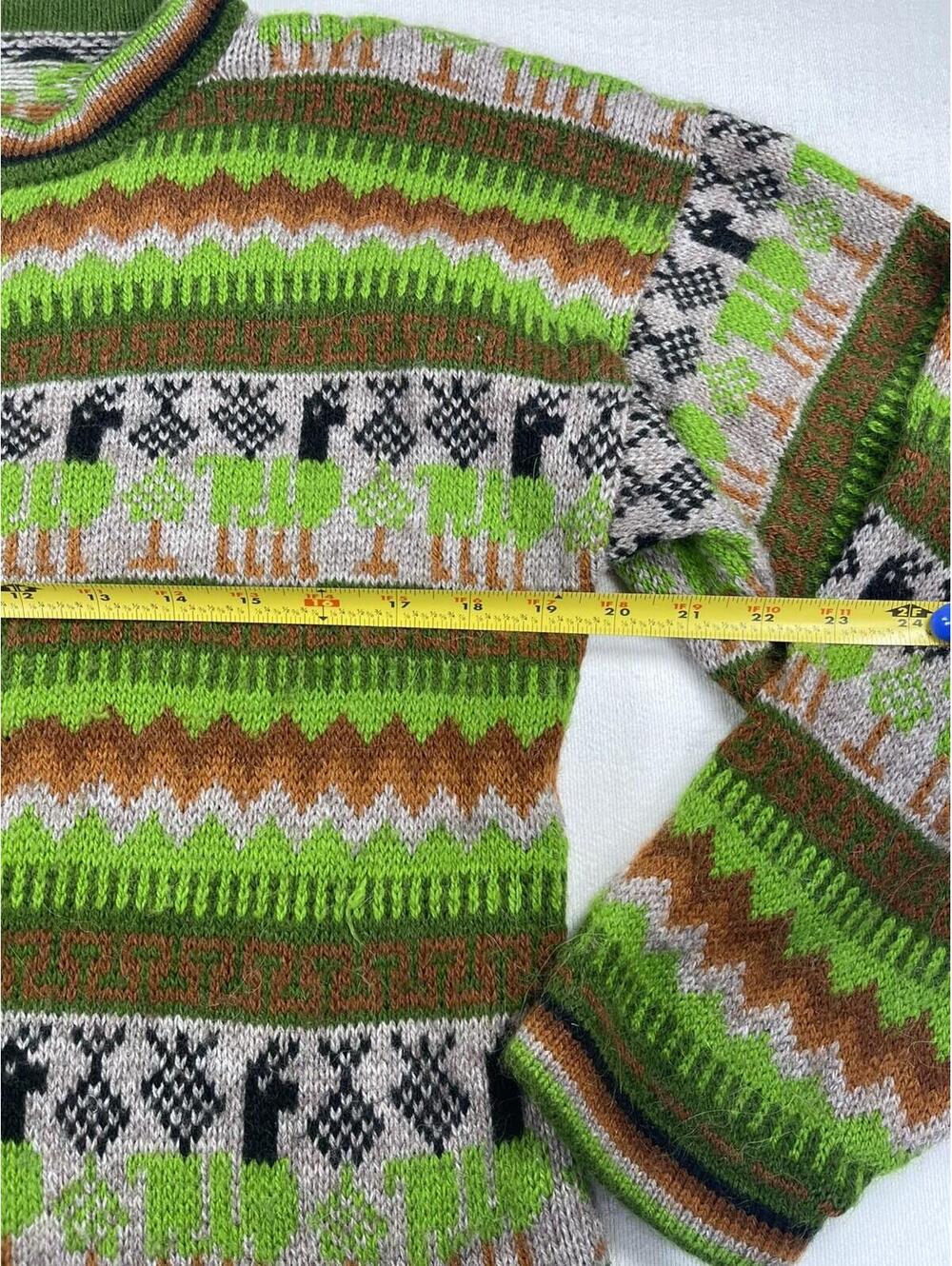 READ handmade Alpaca Zip Front Cardigan Women Sweater Llama Green Brown Ecuador - Picture 4 of 10